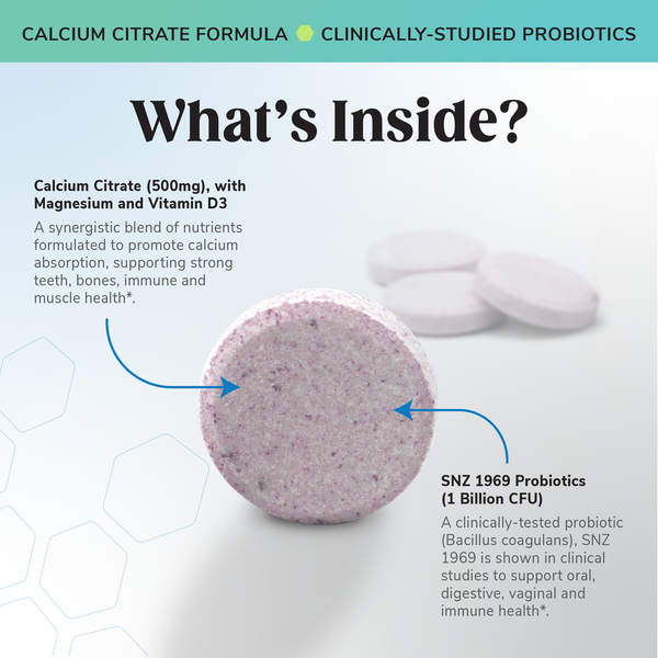 Chewable Calcium Citrate 500mg with Vitamin D3, Magnesium & Probiotics image number null